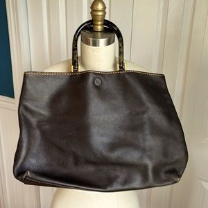 Plinio Visona Chocolate Brown Leather Handbag